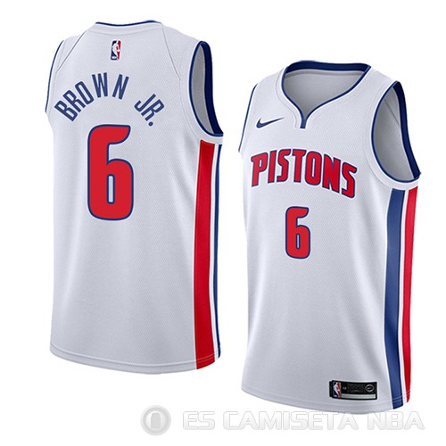 Camiseta Bruce Brown Jr. #6 Detroit Pistons Association 2018 Blanco - Haga un click en la imagen para cerrar